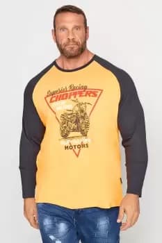 Image of Motorbike Print Raglan Long Sleeve T-Shirt