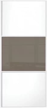 Image of Wickes Sliding Wardrobe Door Wideline White Panel and Cappuccino Glass - 2220 x 914mm
