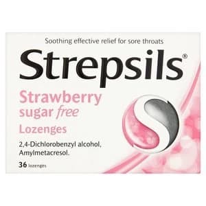 Image of Strepsils Strawberry Sugar Free Lozenges x 36