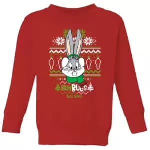 Image of Looney Tunes Bugs Bunny Knit Kids Christmas Jumper - Red - 11-12 Years