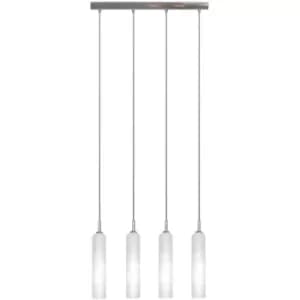 Image of 4 Light Straight Bar Pendant Ceiling Light Satin Nickel
