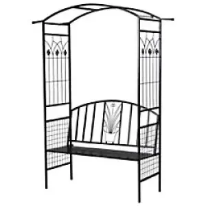 Image of Outsunny Garden Bench 844-283 Matte Black 2070 x 1520 x 580 mm
