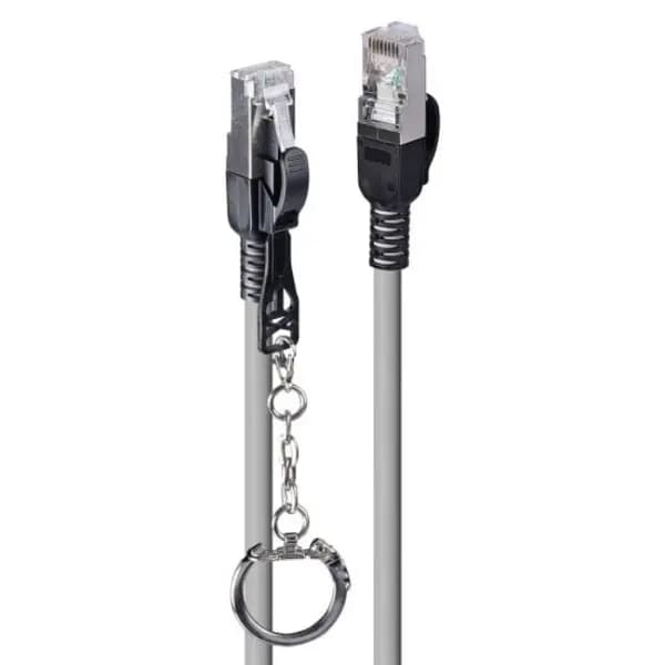 Image of Lindy 2m Cat.6A S/FTP Locking Network Cable, Grey