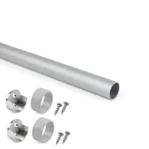 Image of Moderix Wardrobe Rail Round Aluminium with End Supports - Size 1000mm