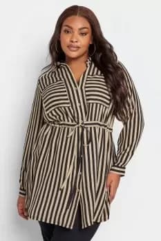 Image of Stripe Print Utility Tunic Shirt