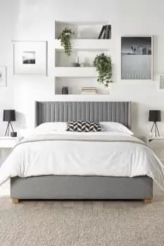 Image of Soho Ottoman Storage Wing Bed in Saxon Twill Fabric, Custom Made