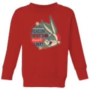 Image of Looney Tunes I'm The Reason There Is A Naughty List Kids Christmas Sweatshirt - Red - 9-10 Years