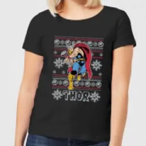 Image of Marvel Thor Womens Christmas T-Shirt - Black