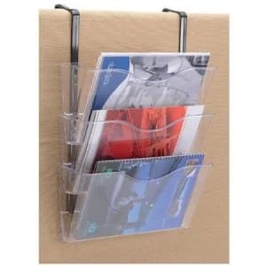 Image of Wall Mounted Literature Display A4 Landscape Black with 3 Pockets