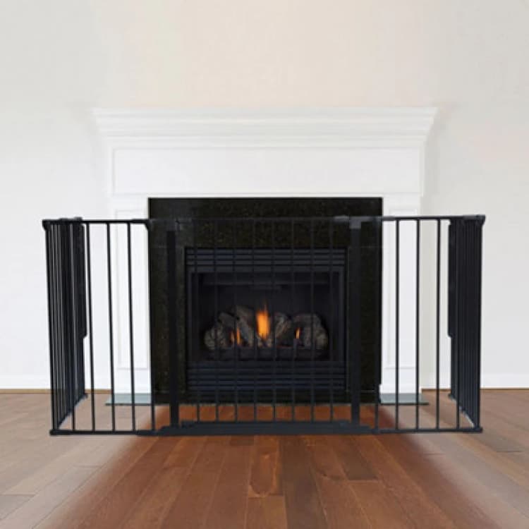 Image of Safetots Multi Panel Fire Surround, 71Cm Deep X 138Cm Wide, Black, 70Cm Tall, Child And Pet Safety, Baby And Toddler Fire Guard