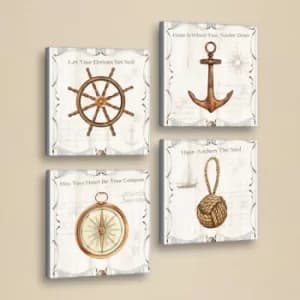 Image of 4KAR023 White Cream Blue Brown Decorative PU Leather Painting (4 Pieces)
