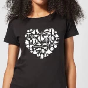 Image of Star Wars Valentine's Heart Montage Womens T-Shirt - Black