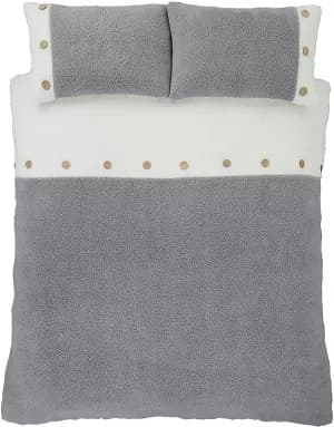 Image of Catherine Lansfield So Soft Buttoned Sherpa Double Duvet Cover