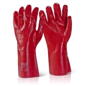 Image of Click2000 PVC Gauntlet Open Cuff 14" Red Ref PVCR14 Pack 100 Up to