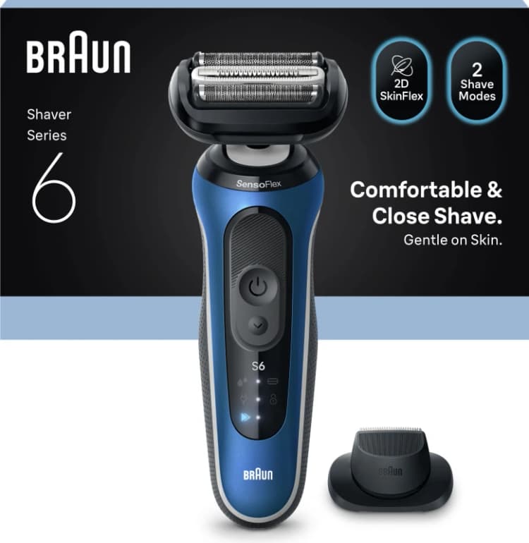 Image of BRAUN Series 6 BRA62-B1200S Wet & Dry Shaver - Blue 8700216644075
