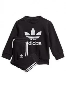 Image of Boys, adidas Originals Crew Sweatshirt Set - Black, Size 2-3 Years