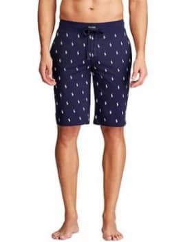 Image of Polo Ralph Lauren All Over Pony Print Logo Lounge Shorts - Cruise Nave