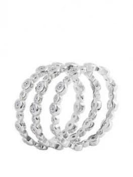 Image of The Love Silver Collection Sterling Silver Bubble Cubic Zirconia set of three stacking rings, Silver, Size Medium, Women