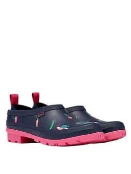 Image of Joules Pop On Veg Print Welly Clog - Navy, Size 4, Women