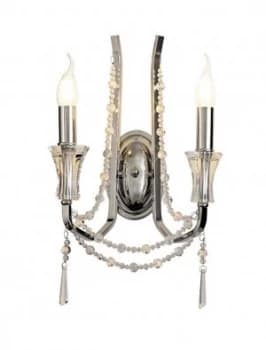 Image of Wall Lamp 2 Candle Light E14 Polished Chrome, Crystal
