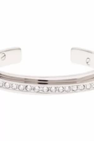 Image of Ladies Karen Millen PVD Silver Plated Crystal Diagonal Cuff Sm KMJ341-01-02SM