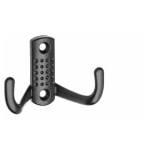 Image of Double Hat Coat Hanger Hook Door Wall Bath Small - Colour Black - Pack of 30