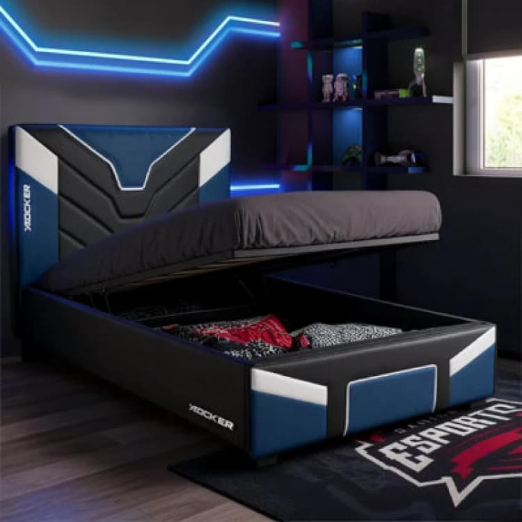 Image of X Rocker Cerberus Single Ottoman Gaming Bed - Blue