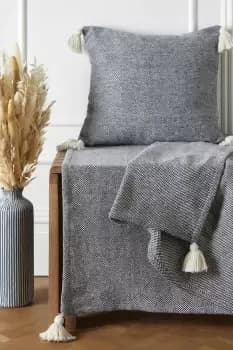 Image of Kaidon' Filled Cushion With Tassels 100% Sustainable Cotton