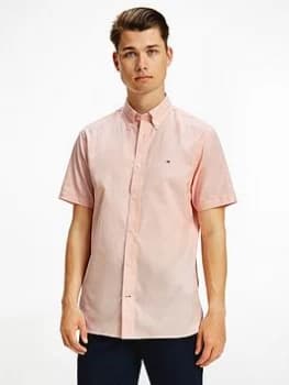 Image of Tommy Hilfiger Natural Soft Poplin Short Sleeve Shirt - Summer Sunset, Summer Sunset Size M Men