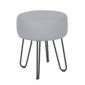 Image of Core Products Grey PU Round Stool With Black Metal Legs