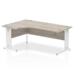 Image of Impulse 1600 Left Hand White Crescent Cable Managed Leg Desk Grey Oak