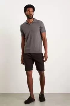 Image of Slim Fit Charcoal Short Sleeve Knitted Polo