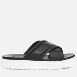 Image of UGG Womens Zayne Crossband Leather Flatform Sandals - Black - UK 3