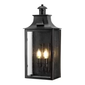 Image of Outdoor IP44 Twin Wall Light Old Bronze LED E14 60W
