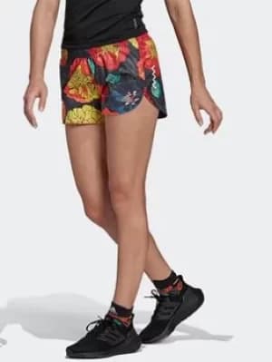 Image of adidas Run Fast Flower Running Shorts, Black Size XL Women