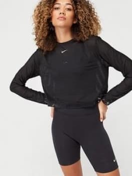 Image of Nike Pro Training Long Sleeve Mesh Top - Black