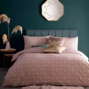 Image of Furn. Pink and Gold Bee Deco Reversible Duvet Cover and Pillowcase Set Pink and White
