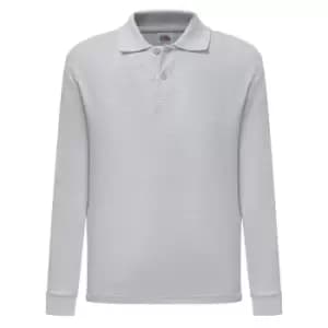 Image of Fruit Of The Loom Childrens/Kids Long Sleeve Pique Polo Shirt (12-13 Years) (Heather Grey)