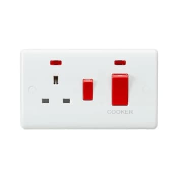 Image of Curved Edge 45A DP Switch and 13A Switched Socket with neons - Knightsbridge
