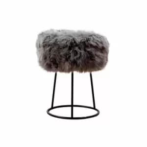 Image of Native Natural Grey Metal Sheepskin Stool