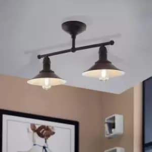 Image of Eglo Stockbury Flush Light - Antique-Brown & Beige