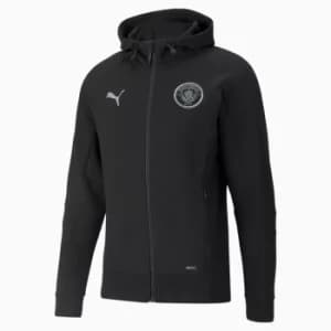 Image of PUMA Man City Casuals Mens Football Hooded Jacket, Cotton Black, size Large, Clothing