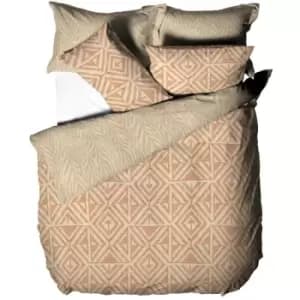 Image of Furn Tanza Global Geometric Duvet Cover Set (King) (Terracotta) - Terracotta