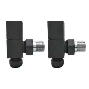 Image of Anthracite Square Angled Radiator Valves - For Pipework Which Comes From The Wall