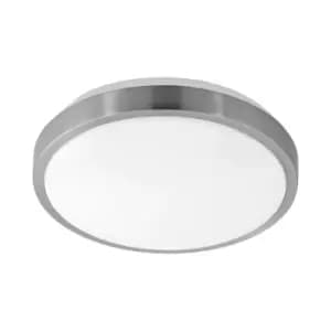 Image of Wall Flush Ceiling Light White Shade White Satined Nickel Plastic Bulb LED 18W