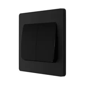 Image of BG Evolve Matt Black Double Light Switch 20A 16Ax 2 Way Wide Rocker - PCDMB42WB