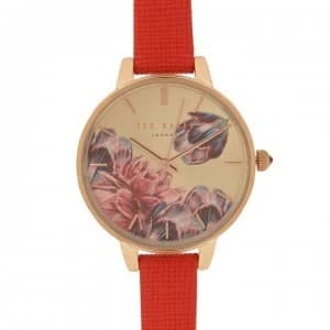 Image of Ted Baker 2759285110000Red Watch - Rose gold