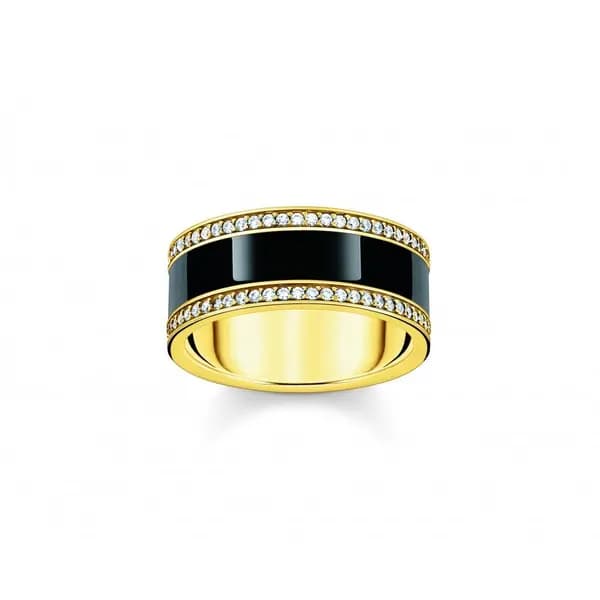 Image of Thomas Sabo Sterling Silver Sterling Silver Gold Plated Black Enamel A
