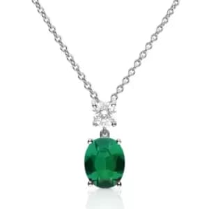 Image of Diamonfire Silver White & Emerald Zirconia Oval Cut Necklace