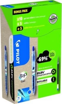 Image of Pilot Greenpack B2P Eco Gel 0.7mm Blue 10 Pens and 10 Refills